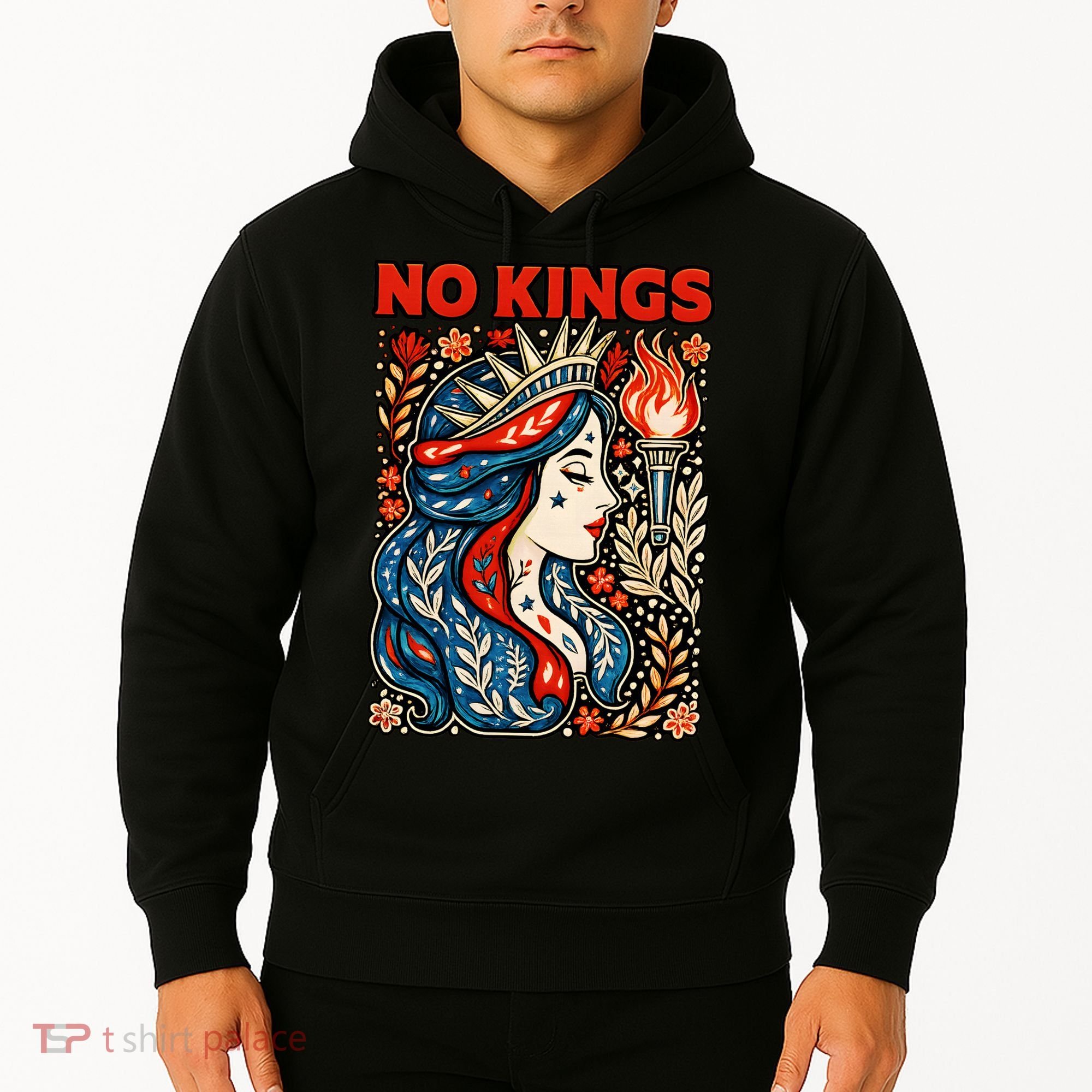 No Kings Retro Illustration Hoodie