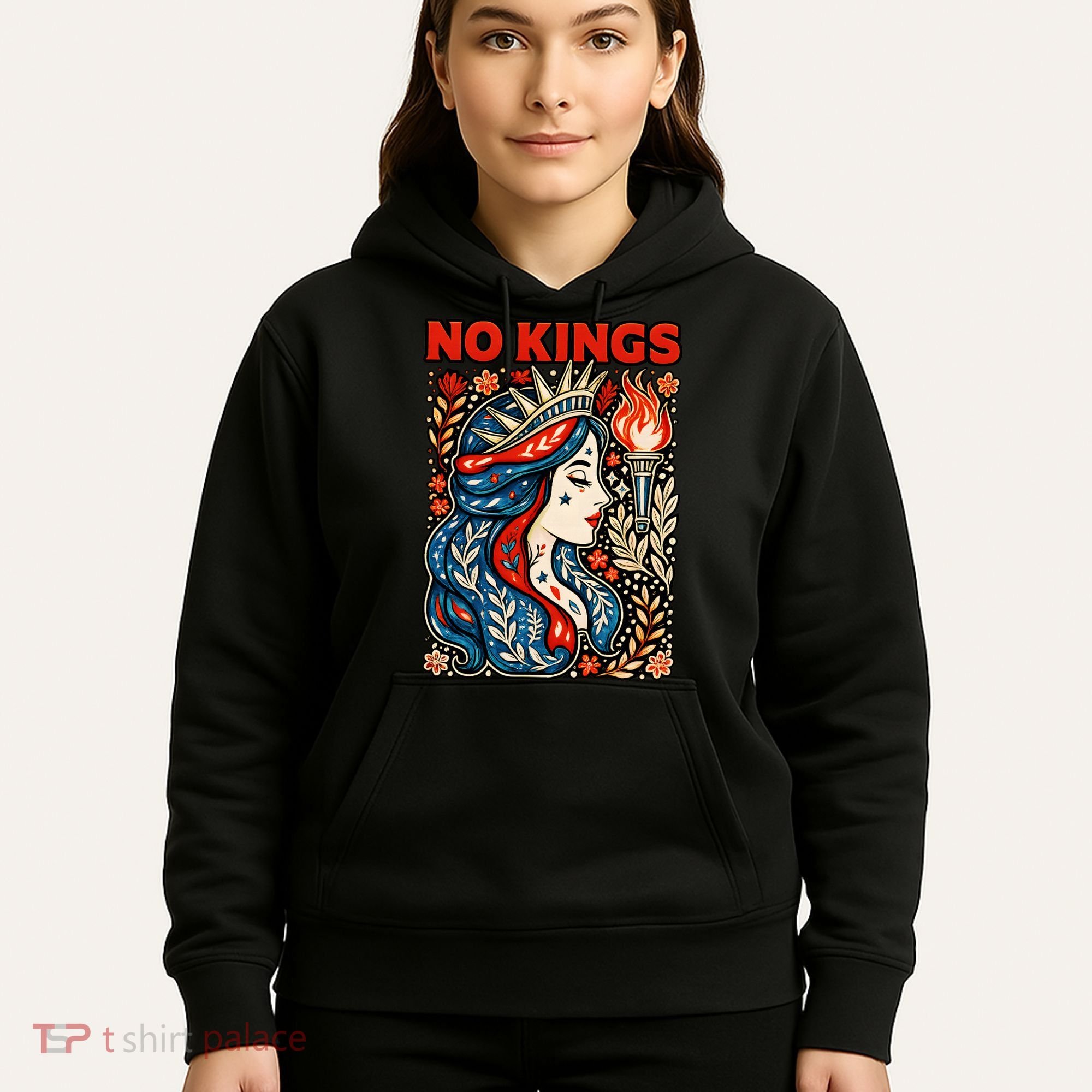 No Kings Retro Illustration Hoodie