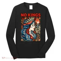 No Kings Retro Illustration Long Sleeve Shirt thumb 0