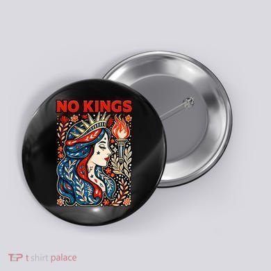 No Kings Retro Illustration Button