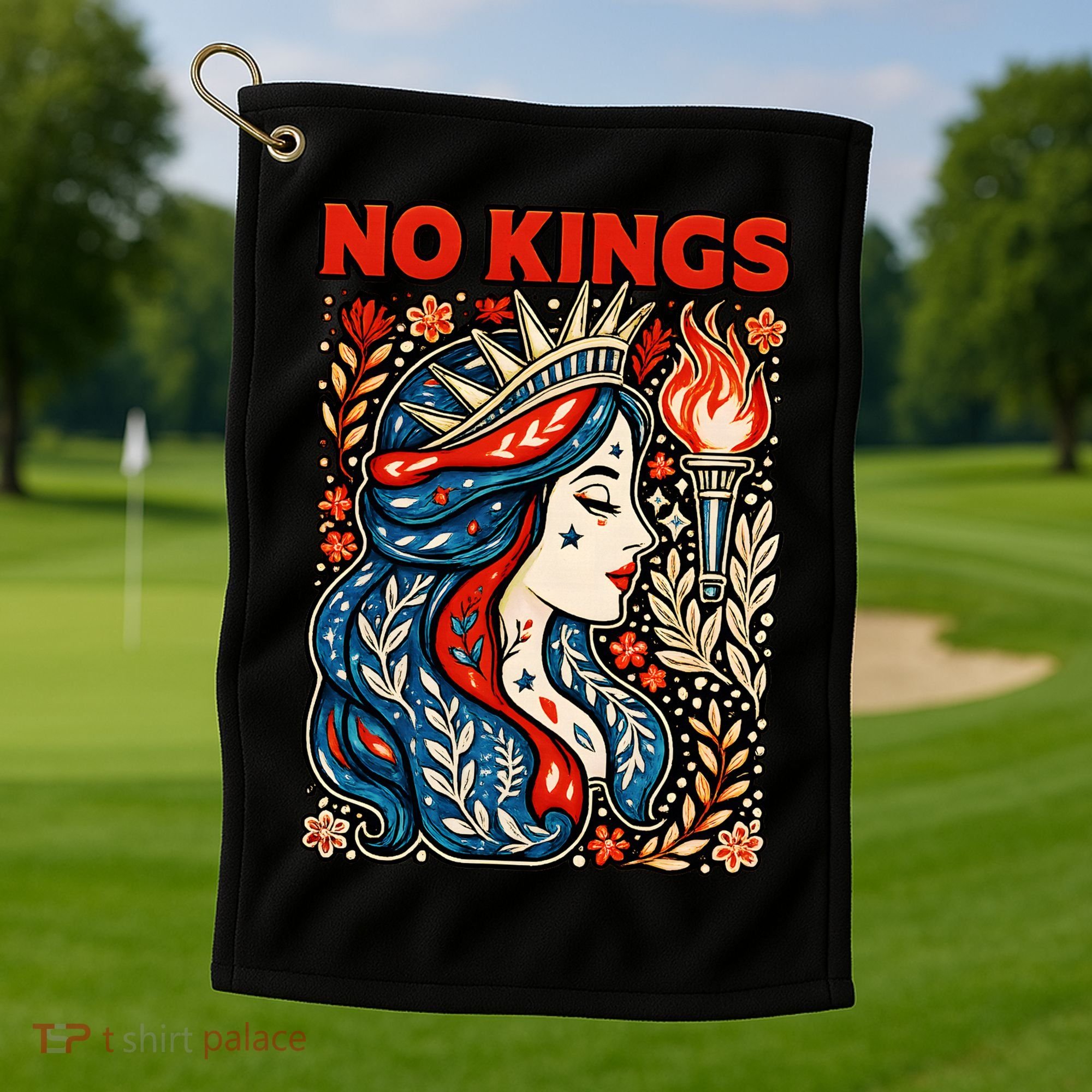 No Kings Retro Illustration Golf Towel