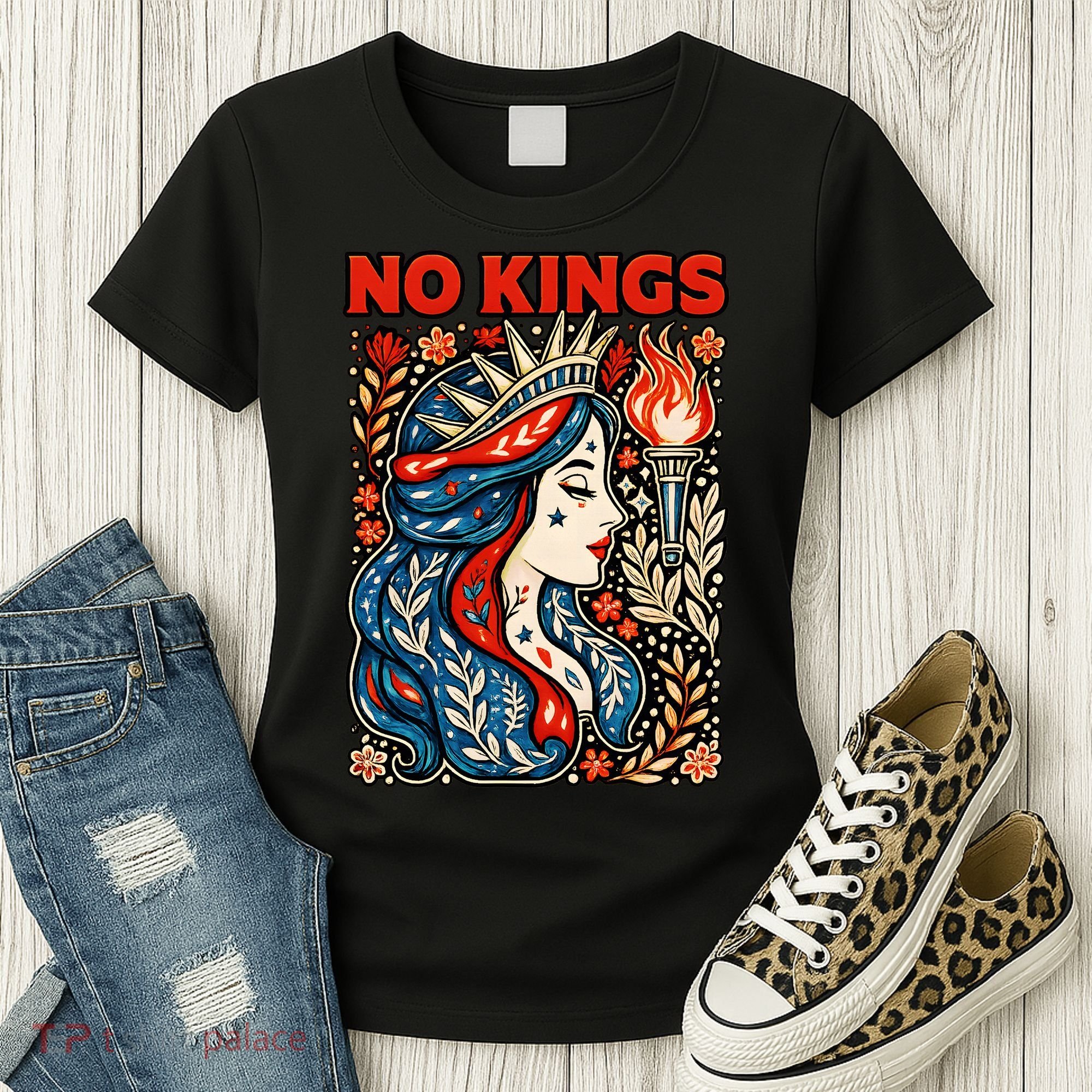 No Kings Retro Illustration Women's T-Shirt