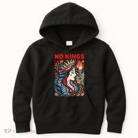 No Kings Retro Illustration Kids Hoodie thumb 0