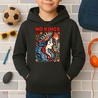 No Kings Retro Illustration Kids Hoodie thumb 2