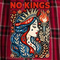 No Kings Retro Illustration Men's Flannel Plaid Pajama Pants thumb 2