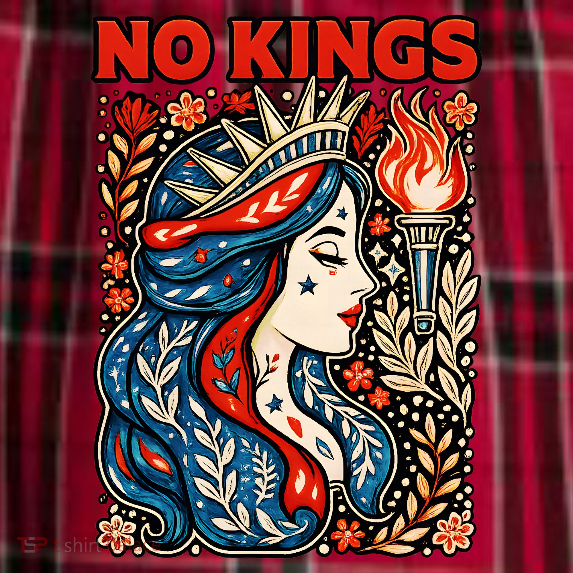 No Kings Retro Illustration Men's Flannel Plaid Pajama Pants