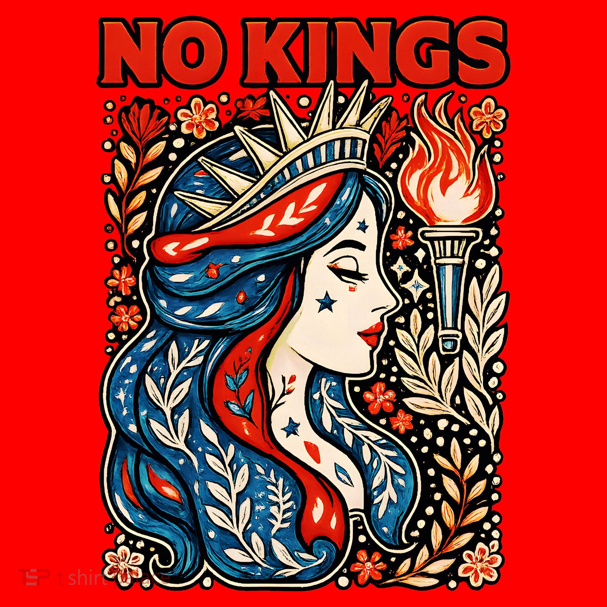 No Kings Retro Illustration Santa Hat