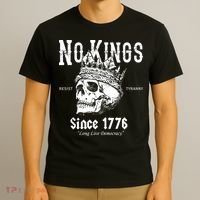 No Kings Since 1776 Skull Resist Long Live Democracy T-Shirt thumb 3