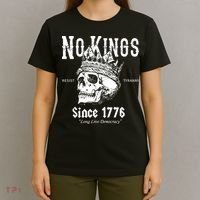No Kings Since 1776 Skull Resist Long Live Democracy T-Shirt thumb 4
