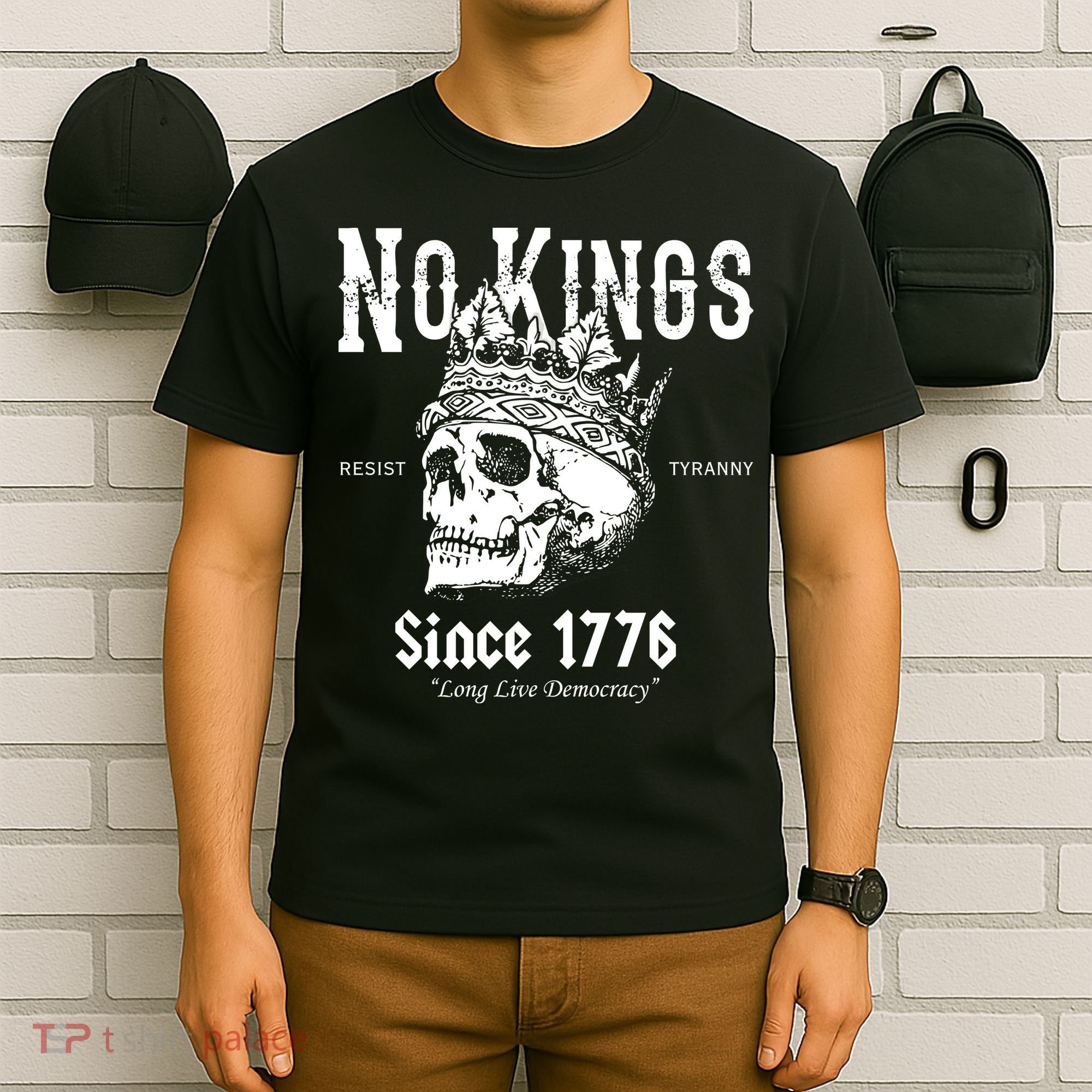 No Kings Since 1776 Skull Resist Long Live Democracy T-Shirt