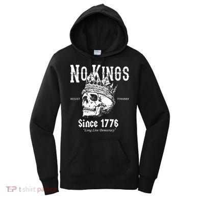 No Kings Since 1776 Skull Resist Long Live Democracy Women's Hoodie