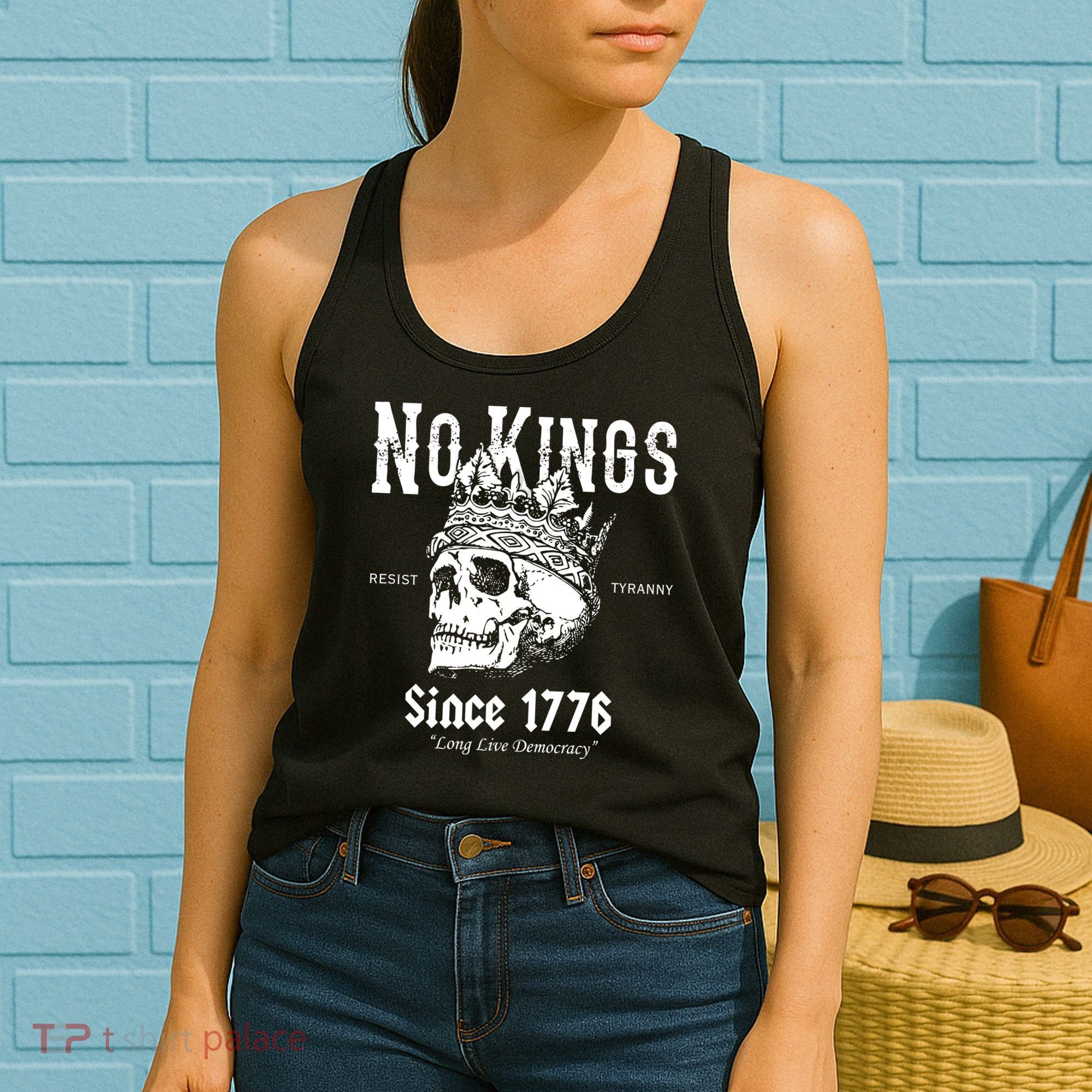 No Kings Since 1776 Skull Resist Long Live Democracy Women's Tank Top
