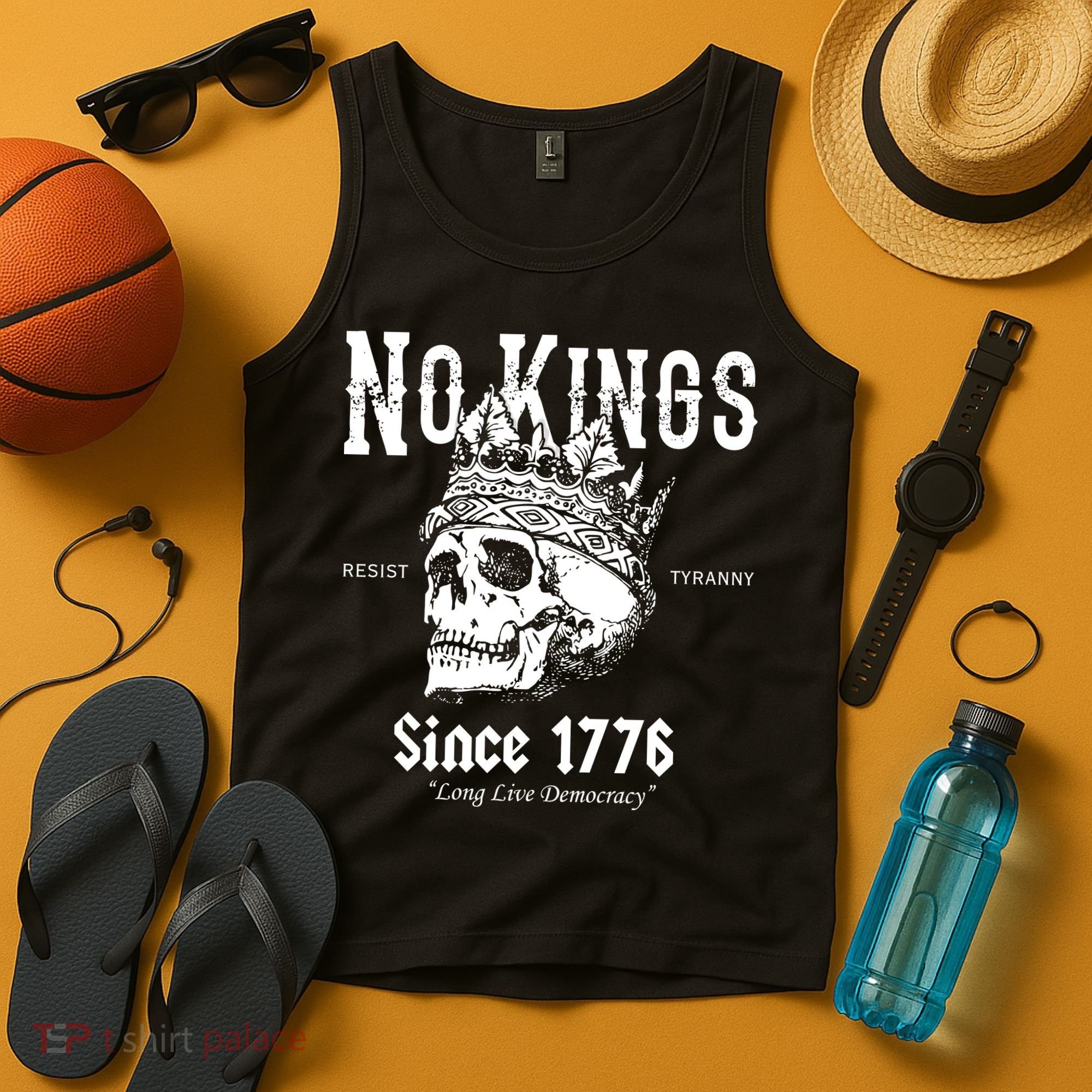 No Kings Since 1776 Skull Resist Long Live Democracy Tank Top