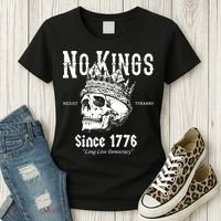 No Kings Since 1776 Skull Resist Long Live Democracy Women's T-Shirt thumb 3