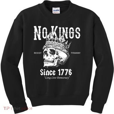 No Kings Since 1776 Skull Resist Long Live Democracy Kids Sweatshirt