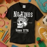 No Kings Since 1776 Skull Resist Long Live Democracy Kids T-Shirt thumb 3