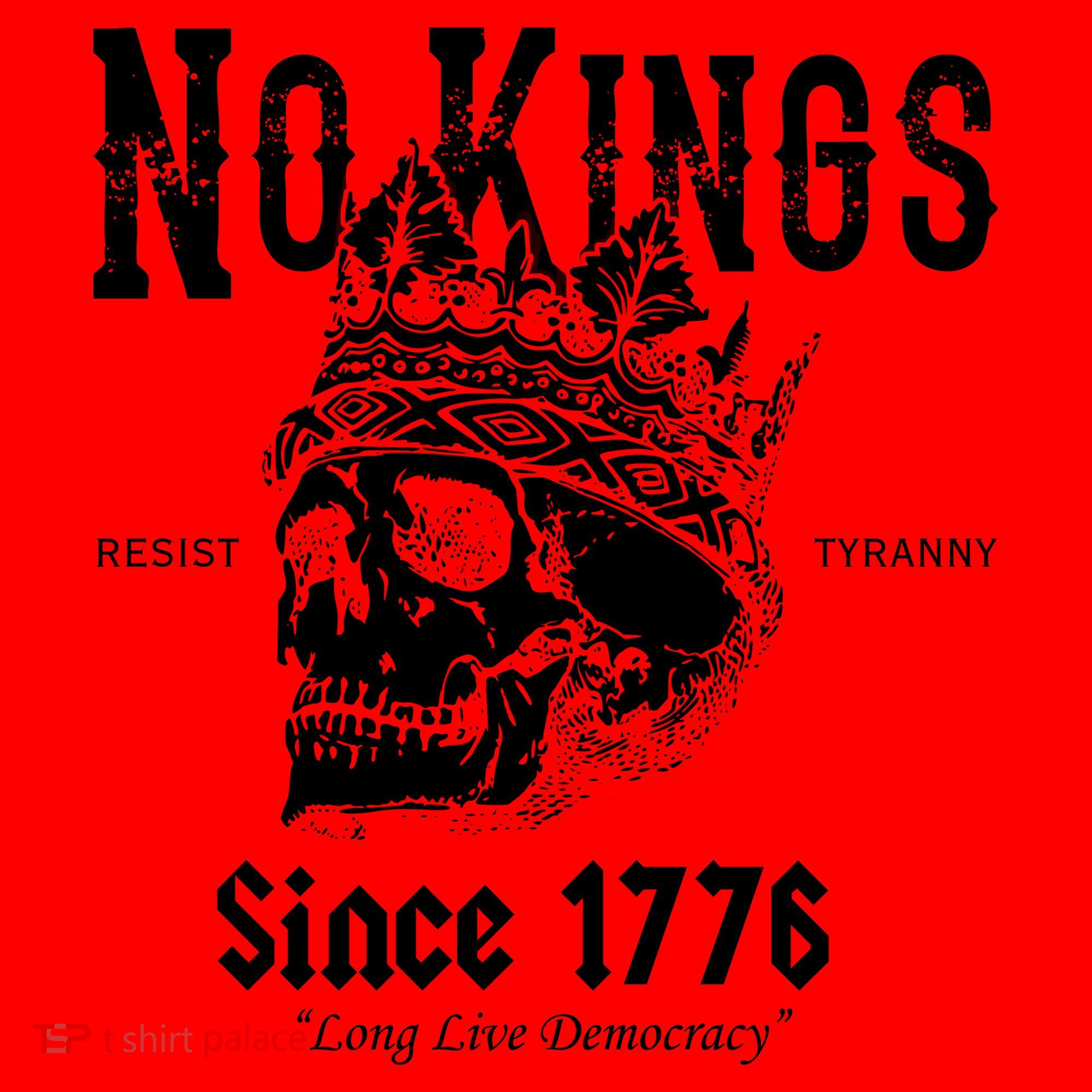 No Kings Since 1776 Skull Resist Long Live Democracy Santa Hat