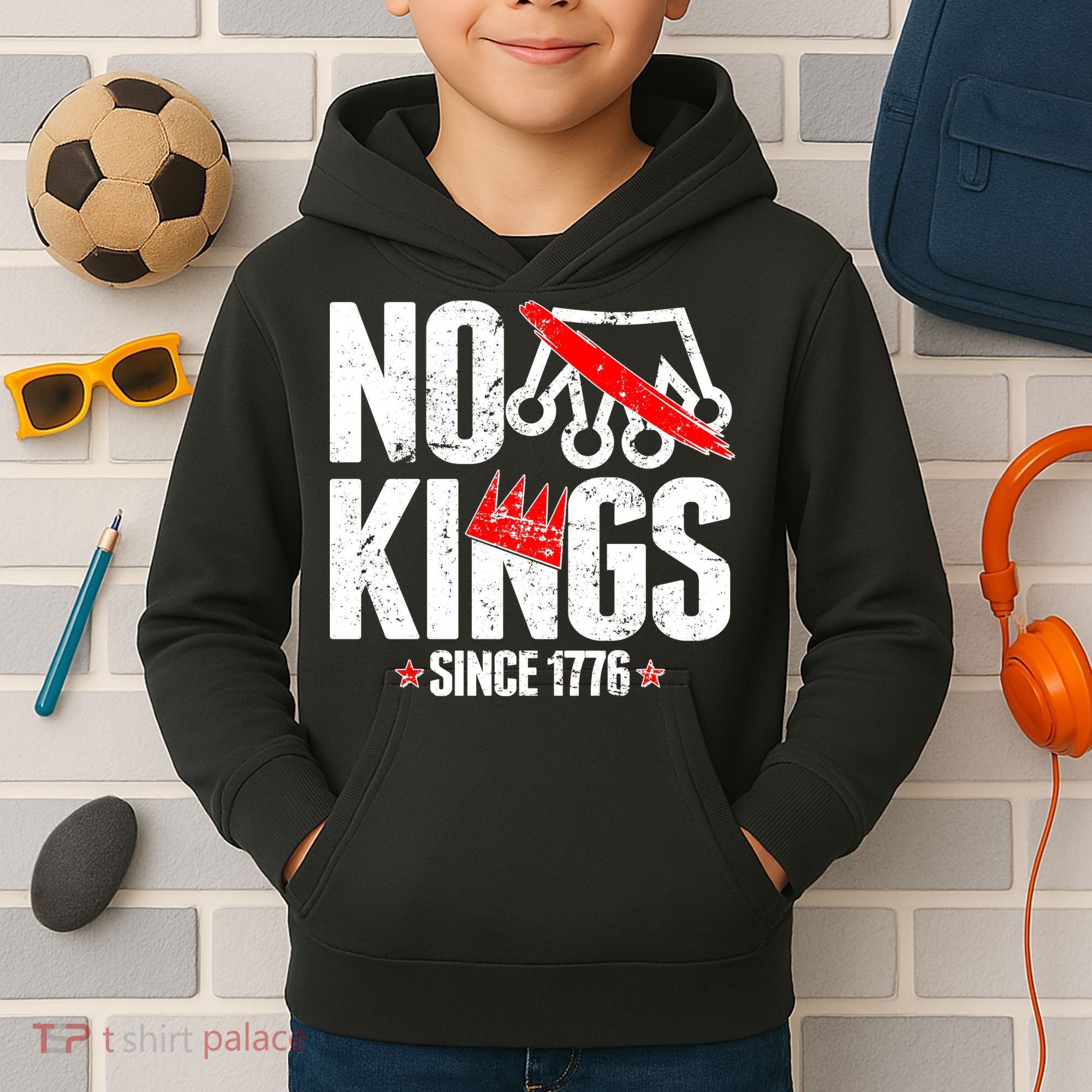 No Kings Since 1776 Kids Hoodie