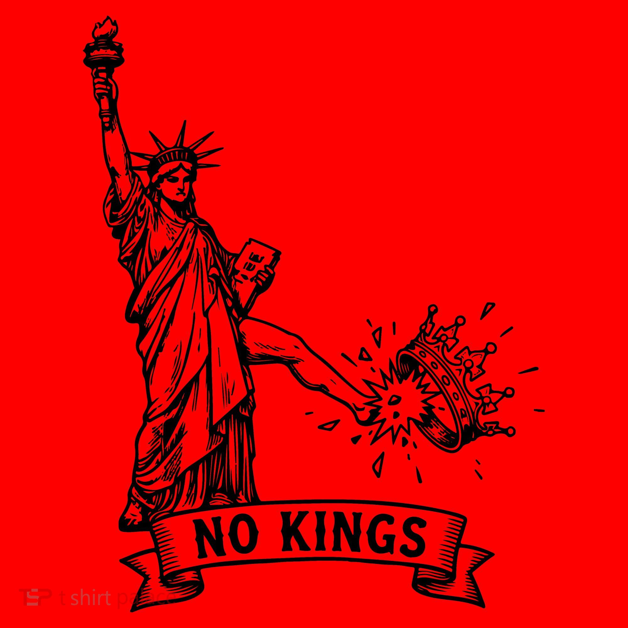 NO Kings Statue Of Liberty Kicks Crown Santa Hat