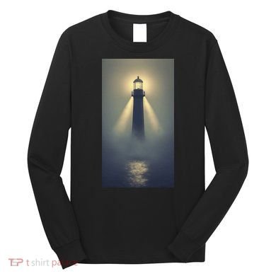 Nautical Lighthouse Beam Ocean Maritime Fog Long Sleeve Shirt
