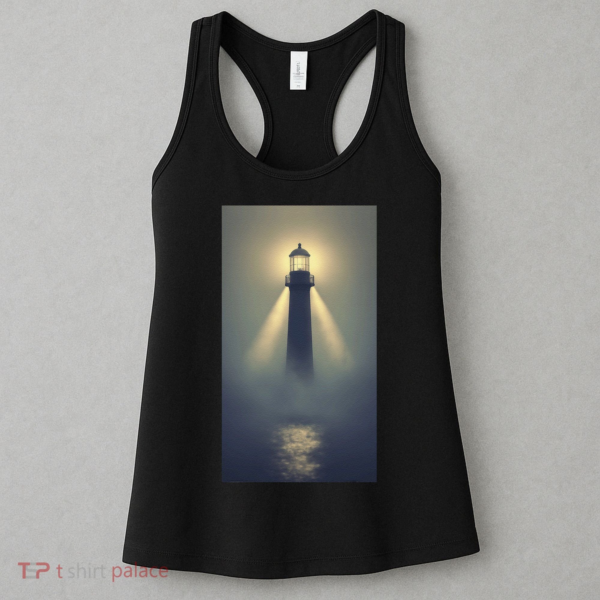 Nautical Lighthouse Beam Ocean Maritime Fog Women's Tank Top