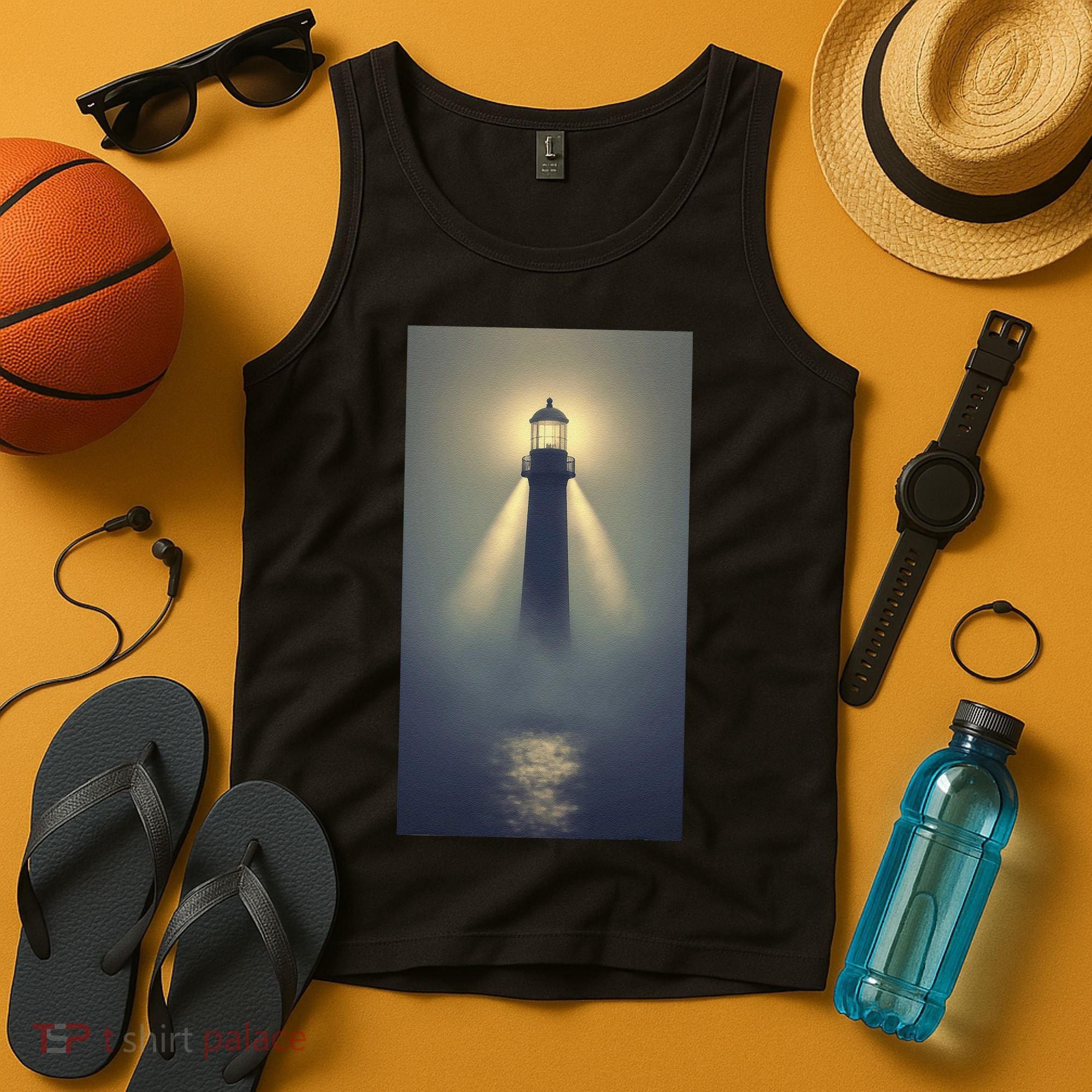 Nautical Lighthouse Beam Ocean Maritime Fog Tank Top
