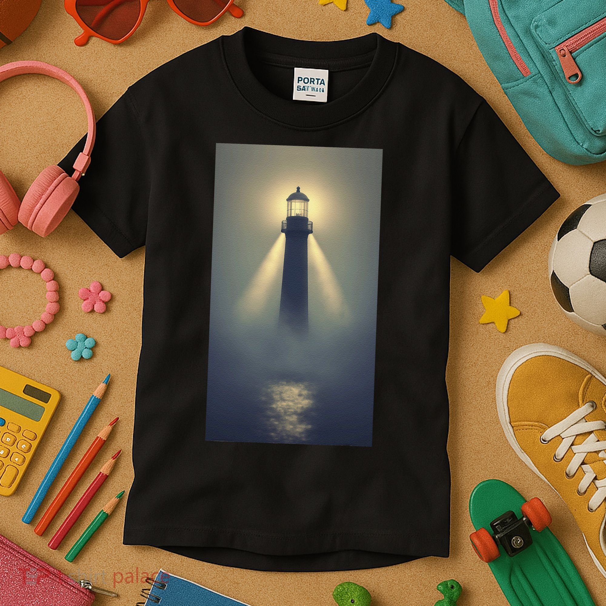 Nautical Lighthouse Beam Ocean Maritime Fog Kids T-Shirt