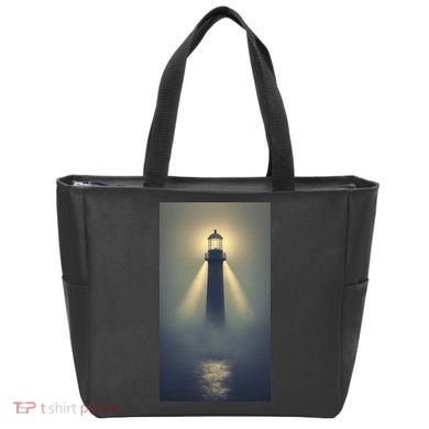 Nautical Lighthouse Beam Ocean Maritime Fog Tote Bag