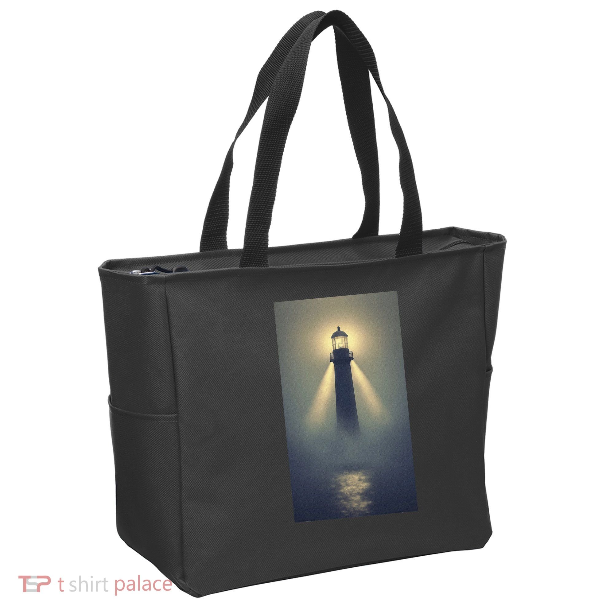 Nautical Lighthouse Beam Ocean Maritime Fog Tote Bag