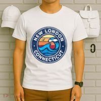 New London Connecticut Ct Vintage Nautical Waves T-Shirt thumb 6