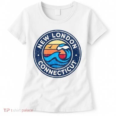 New London Connecticut Ct Vintage Nautical Waves Women's T-Shirt