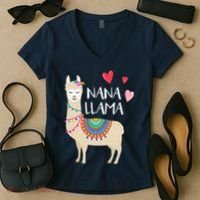 Nana Llama Cute Love Llamas & Alpacas Gift Tees Women's V-Neck T-Shirt thumb 2