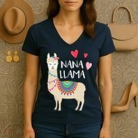Nana Llama Cute Love Llamas & Alpacas Gift Tees Women's V-Neck T-Shirt thumb 3