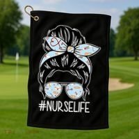 Nurse Life Female Bun Golf Towel thumb 1