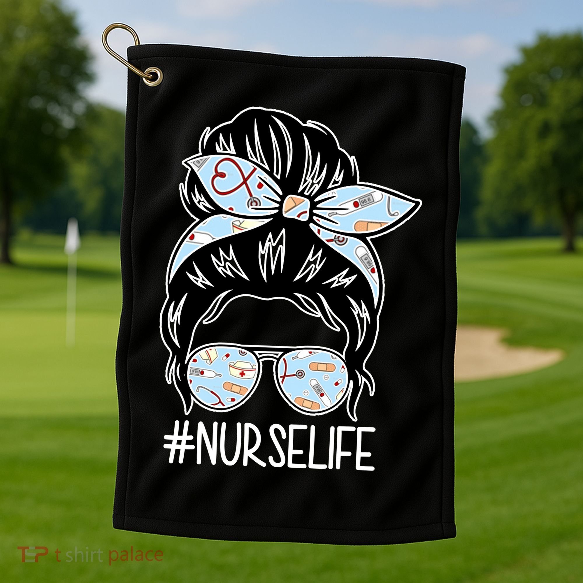 Nurse Life Female Bun Golf Towel