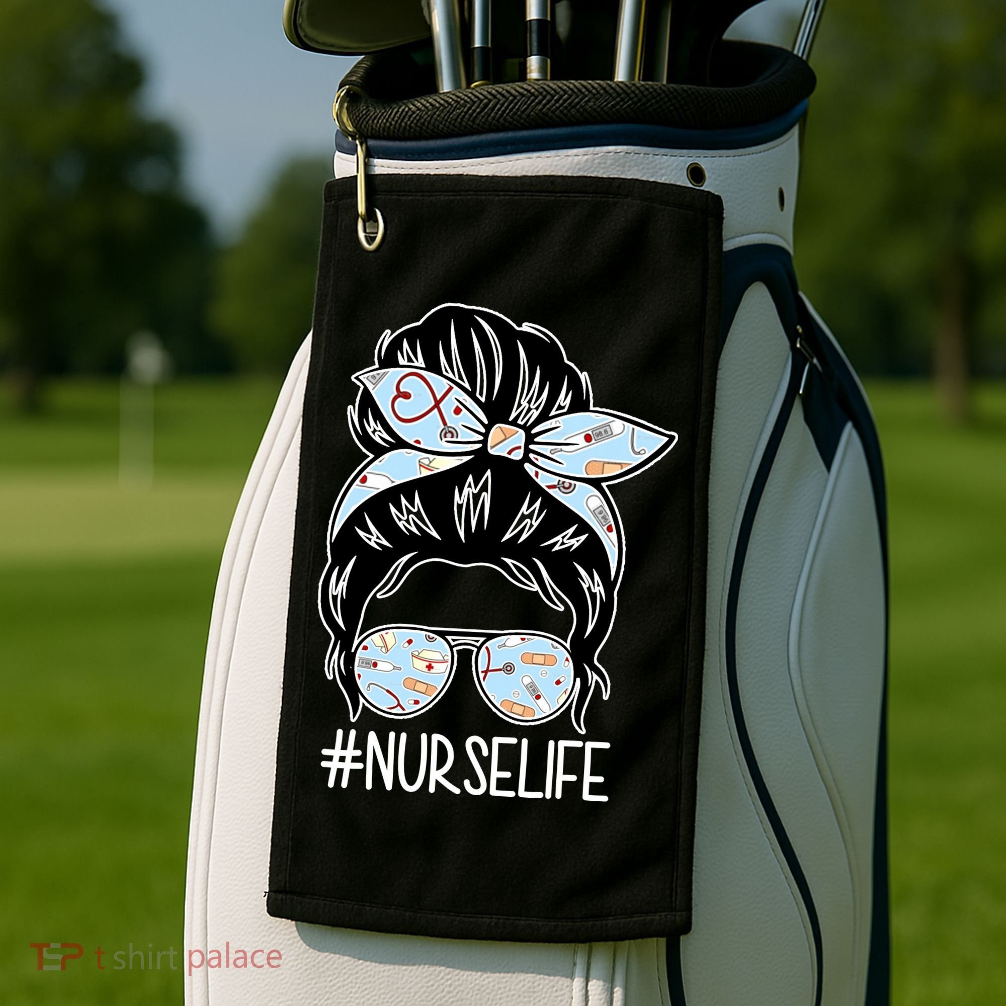 Nurse Life Female Bun Golf Towel