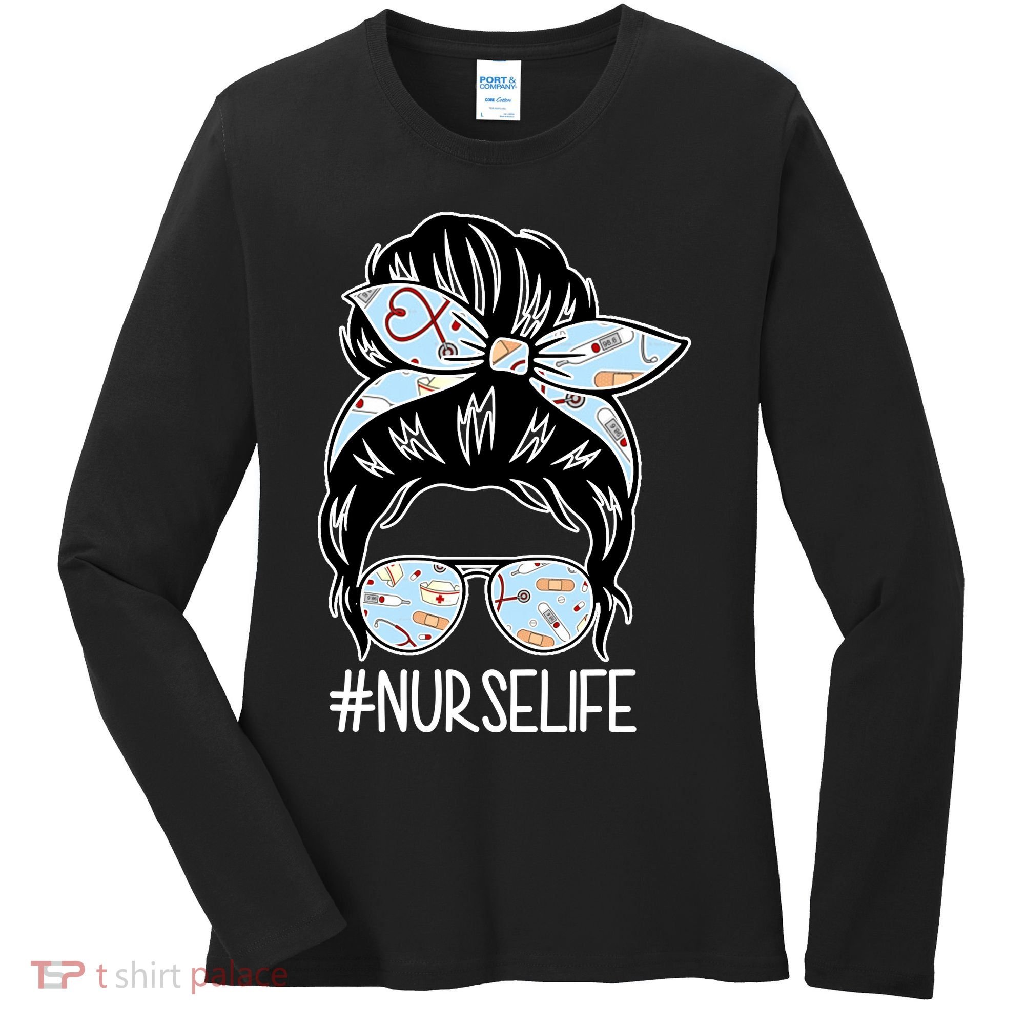 Nurse Life Female Bun Women's Long Sleeve Shirt