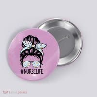 Nurse Life Female Bun Button thumb 0