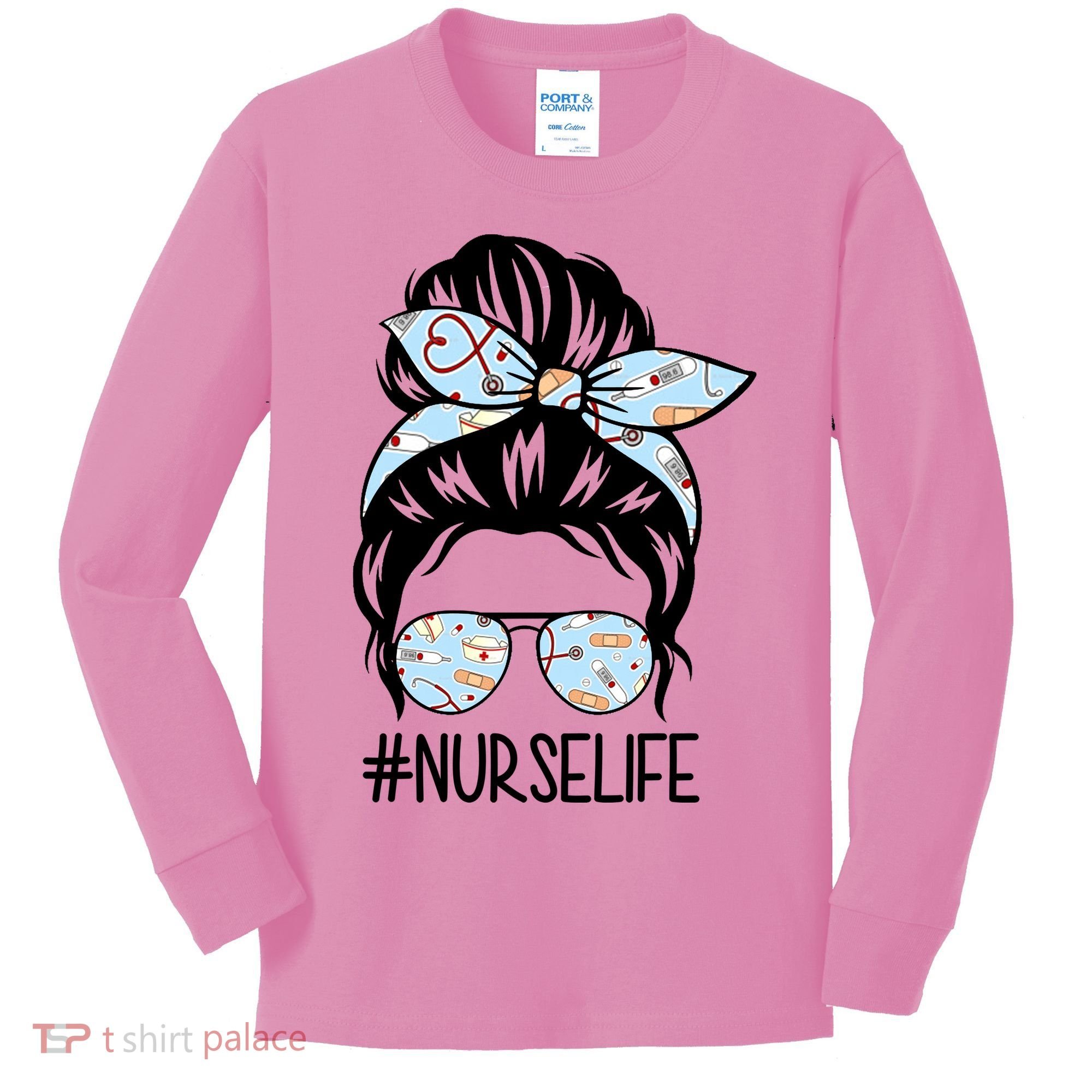 Nurse Life Female Bun Kids Long Sleeve Shirt