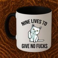 Nine Lives Give No Fucks Coffee Mug thumb 2