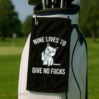 Nine Lives Give No Fucks Golf Towel thumb 2