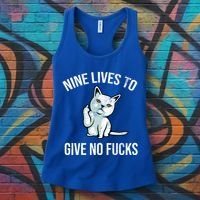 Nine Lives Give No Fucks Women's Tank Top thumb 3