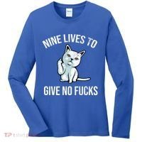 Nine Lives Give No Fucks Women's Long Sleeve Shirt thumb 0