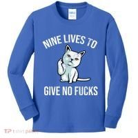 Nine Lives Give No Fucks Kids Long Sleeve Shirt thumb 0