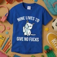 Nine Lives Give No Fucks Kids T-Shirt thumb 3