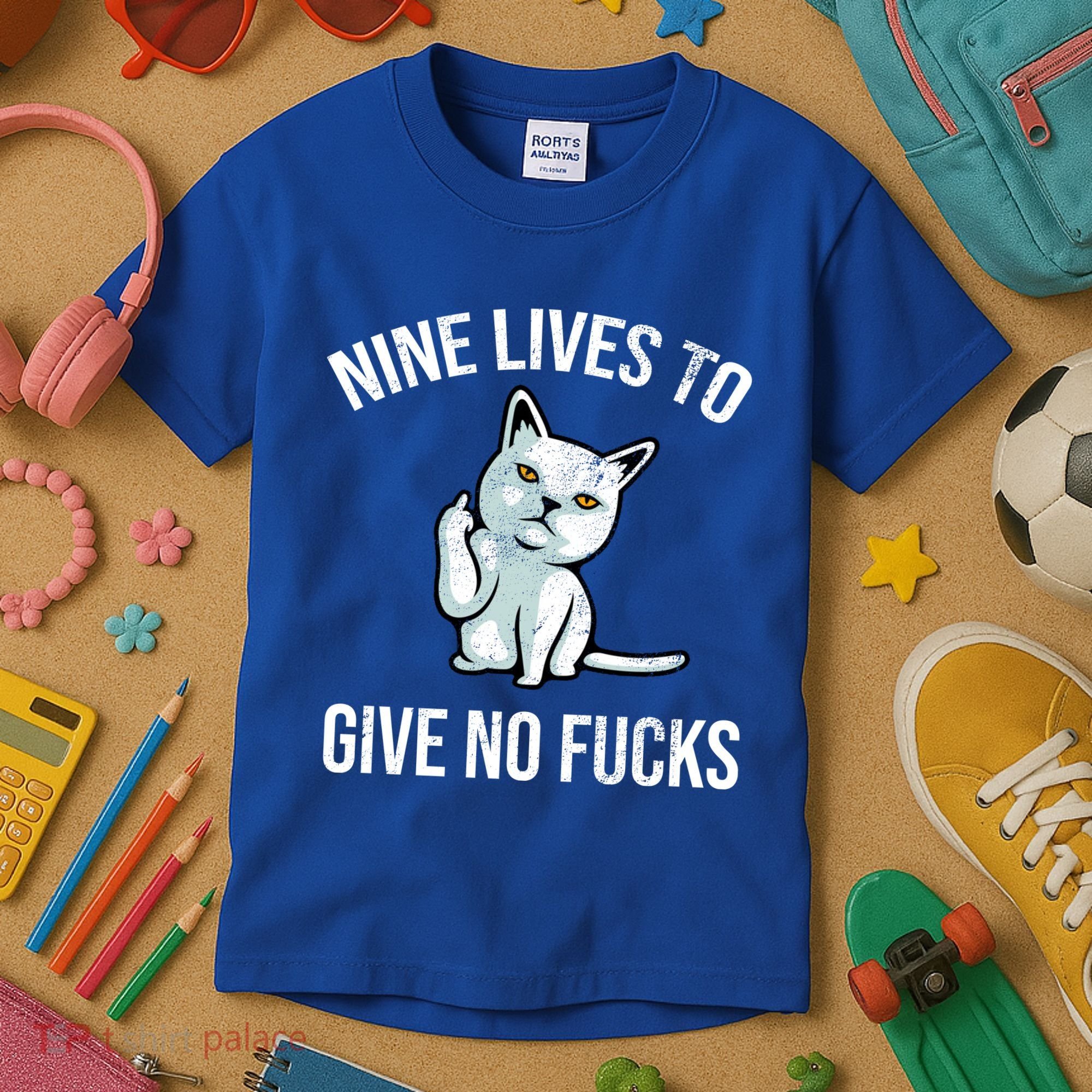 Nine Lives Give No Fucks Kids T-Shirt