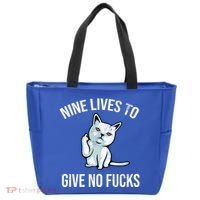 Nine Lives Give No Fucks Tote Bag thumb 0