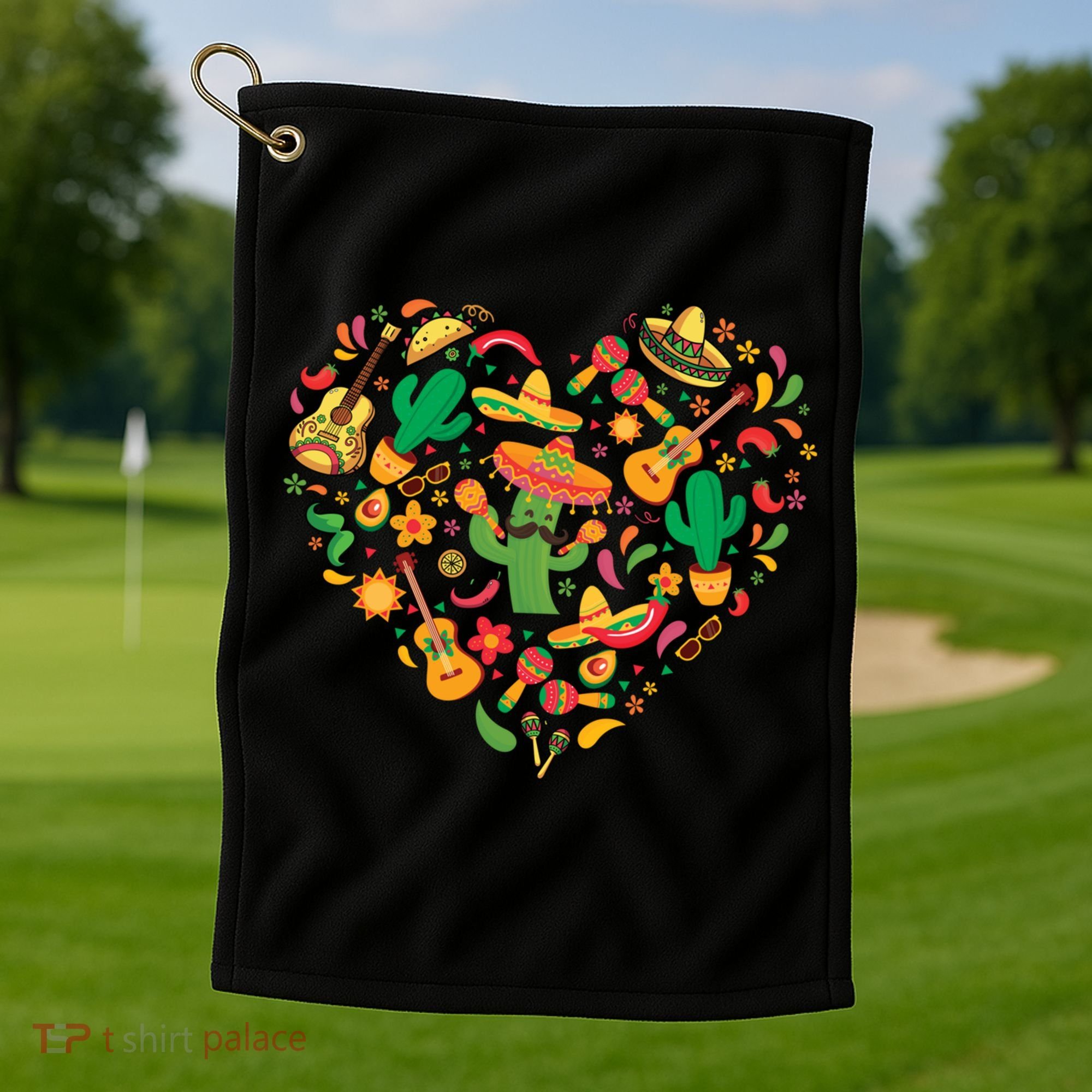 Nacho Love Heart Valentines Mexican Cinco De Mayo Cute Gift Golf Towel