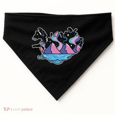 Northern Lights Island Map USA-Made Doggie Bandana