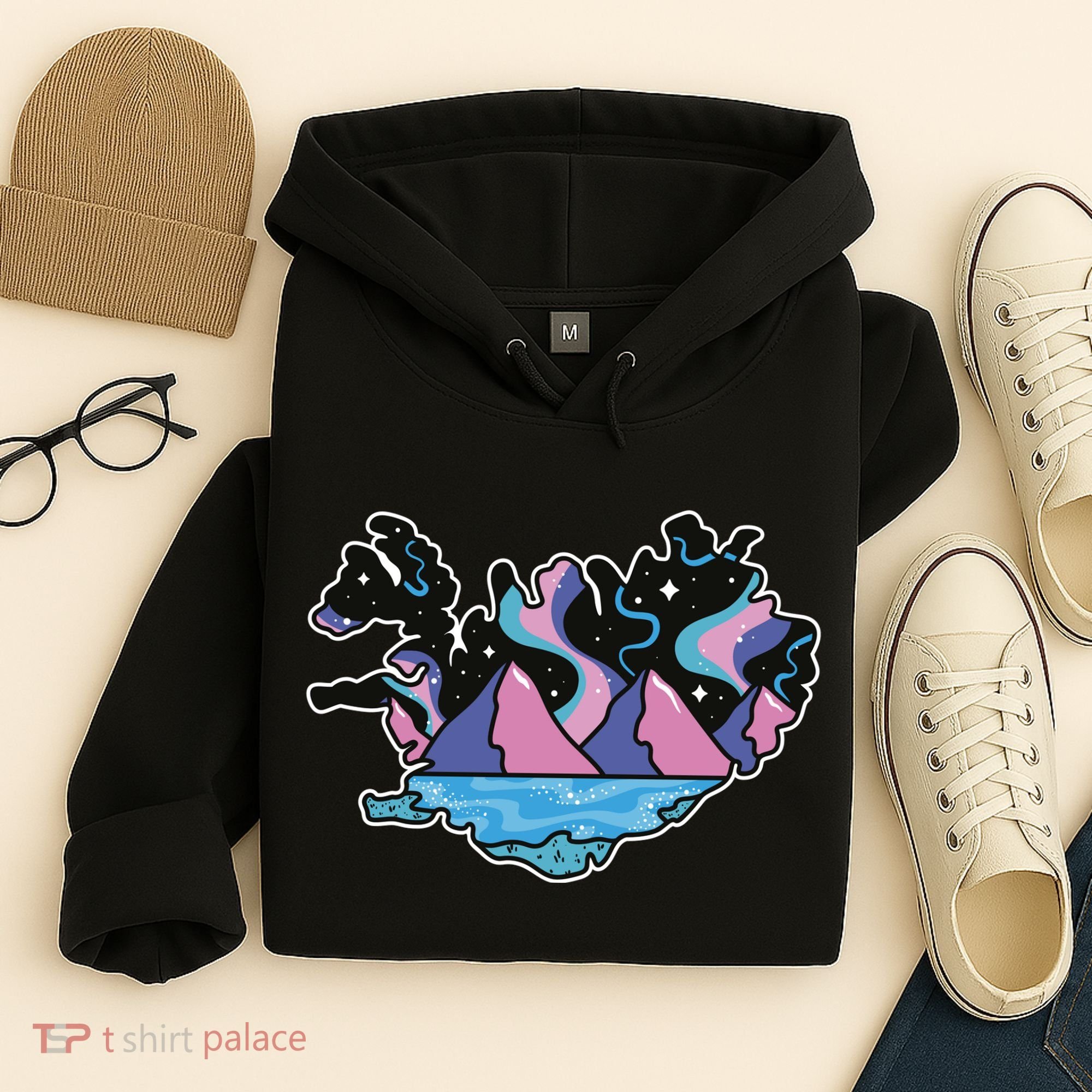 Northern Lights Island Map Hoodie